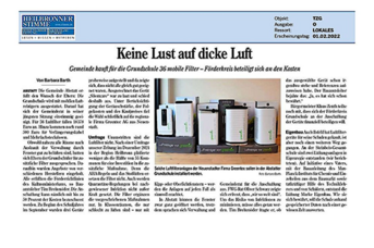Die Gemeinde plant, mobile Luftfilter zu nutzen, um die Luftverschmutzung zu reduzieren und die Gesundheit der Bürger zu schützen.