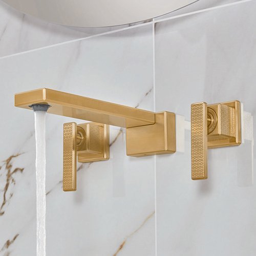 Eine Waschbeckenarmatur in der Farbe Gold