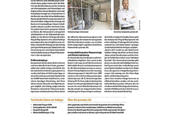 Der Artikel beschreibt die Vorteile eines Plug-&-Play-Systems für Propan-Wärmepumpen, präsentiert von einem Fachmann in einem Technikraum.