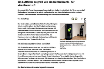 Das Gerät von GreenTec filtert die Luft effizient und bietet eine Lösung für gesundes Raumklima in Wohn- und Arbeitsbereichen.